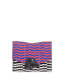 New Small Mixed-Print Snakeskin Clutch Bag, Black/Yellow/Geranium
