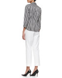 Janessa 3/4-Sleeve Gingham Blouse