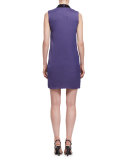 Tie-Neck Sleeveless Shift Dress, Lilac