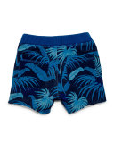 Cotton-Blend Palm Tree Shorts, Blue, Size 12-18 Months