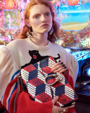 Dionysus Medium Cubic-Python Shoulder Bag, Red/White/Blue