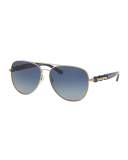 Gradient Chain-Link Aviator Sunglasses, Gold