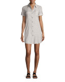 Mayvine Tierra-Wash Shirtdress, Gray/White