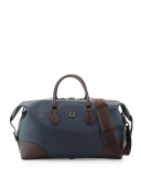 Chassis Leather Holdall Duffel Bag, Navy