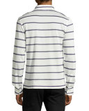 Striped Long-Sleeve Polo Shirt, Lilac