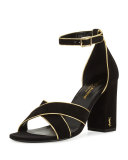 Babies Crisscross 90mm Sandal, Black/Gold