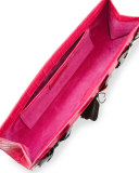 Butterfly Crocodile Razor Clutch Bag, Pink/Multi