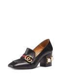 Peyton Square-Toe Block-Heel Pump, Nero