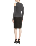 Leary Patchwork Suede Skirt, Black
