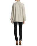 Oversized Cotton Jacket W/Stripes, Natural 
