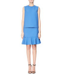 Satin-Trim Shell Top, Blue