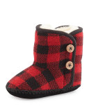 Check-Print Baby Bootie, Scarlet Check, Infant