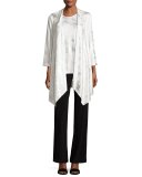 Silver Cloud Drape-Knit Cardigan, White/Silver