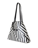 Ai Medium Striped Convertible Tote Bag, Black/White