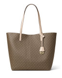 Hayley Large East-West Logo-Print Tote Bag, Mocha/Bisque