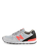Embossed Leather Sneaker, Gray/Pink