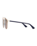 "Dior Reflected" Peaked Aviator Sunglasses, Copper