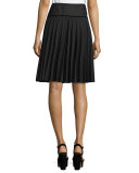 Pleated A-Line Skirt, Black