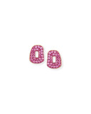 Puzzle Pavé Pink Sapphire Stud Earrings in 18K Rose Gold
