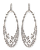Athenee 18k White Gold & Diamond Oval Scroll Earrings