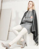 Trattino Wool-Blend Wrap, Charcoal, Petite