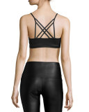 Bound Snake-Embossed Strappy Sports Bra, Venom