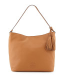 Thea Leather Hobo Bag, Bark
