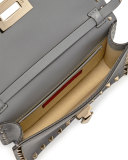 Small Rockstud Flap Crossbody Bag, Gray