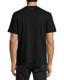 Shiny Tonal-Print Short-Sleeve Crewneck T-Shirt, Black
