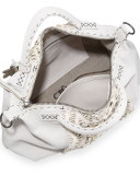 Mina Medium Rumble-Wash Satchel Bag, White