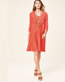 Twirl Sleeveless Knit Dress, Hot Coral 