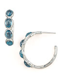 Silver Four-Stone Hoop Earrings in London Blue Topaz 