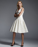 Sleeveless V-Neck Pleated Cocktail Dress 