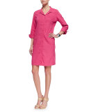 Linen Viscose Stretch Shirtdress, Gingerpink  