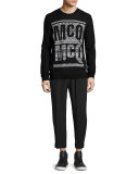 Fair Isle Logo Crewneck Sweater, Darkest Black