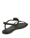 Dephine Crystal Logo Flat Sandal, Black