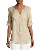 Linen Tab-Sleeve Shirt 