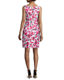 sleeveless v-neck rosebud-print sheath dress
