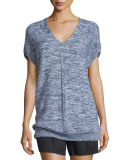 Solid Linen-Blend Shorts, Black