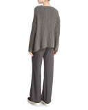 Deconstructed Wide-Leg Pants, Dark Gray