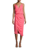 Sage Silk Crepe de Chine Cocktail Dress, Pink