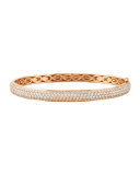 18K Rose Gold Bangle with White Diamonds