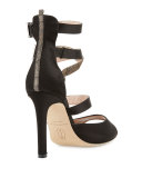 Fugue Strappy Satin Sandal, Black