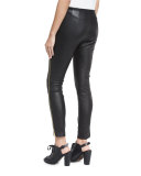 Chatel Leather Zip Leggings, Black