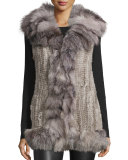 Rabbit & Fox Fur Vest, Gray