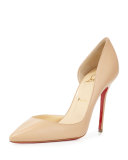 Iriza Half-d'Orsay 100mm Red Sole Pump, Nude