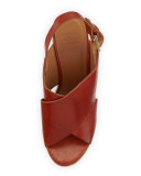 Cora Leather Espadrille Wedge Sandal, Burnt Sienna