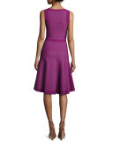 Sleeveless V-Neck Swing Dress, Deep Magenta