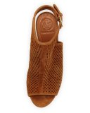 Jesse Perforated Open-Toe Bootie, Tan