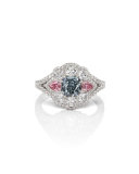 Platinum Ring with Multicolor Diamonds, 2.7 TCW